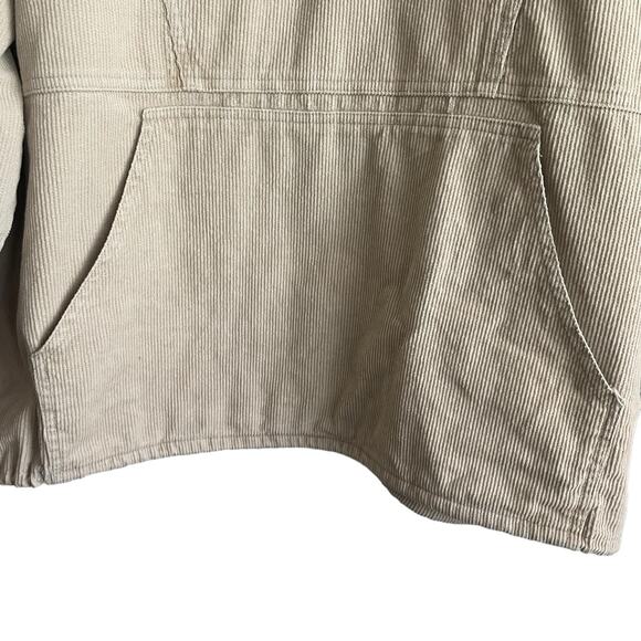 Le Lis Women‎ Top M Beige Collared 1/4 Zip Popover Corduroy Shacket Gorpcore - Picture 5 of 16